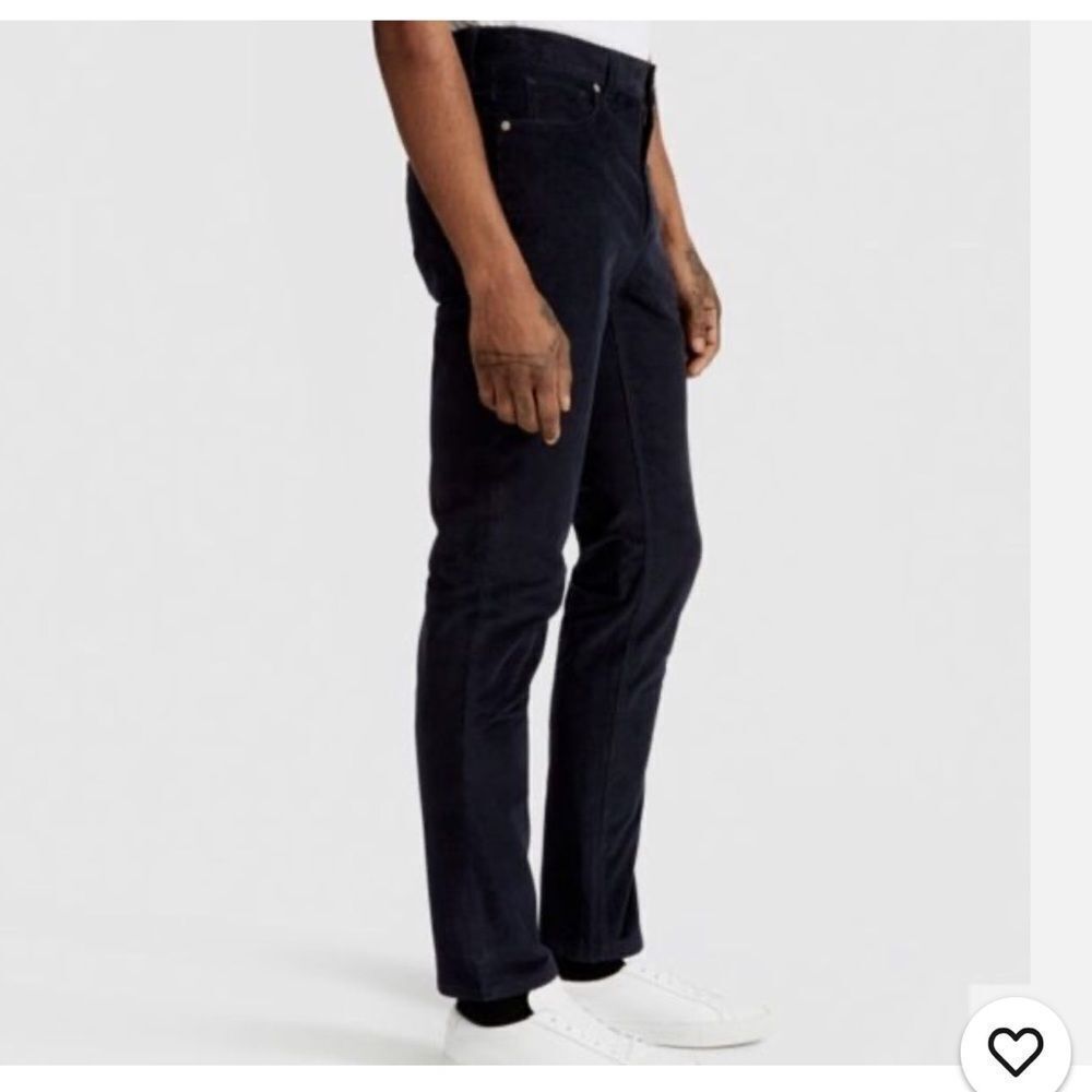 Everlane Mens Slim Fit Corduroy Pants 30 X 33 Navy Blue 5-Pocket Straight Leg